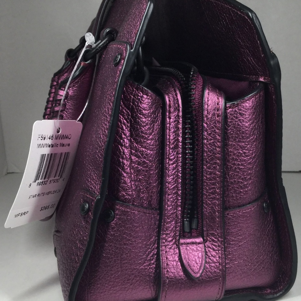 Coach Metallic Mauve Leather Mercer 24 Satchel - Picture 4 of 8